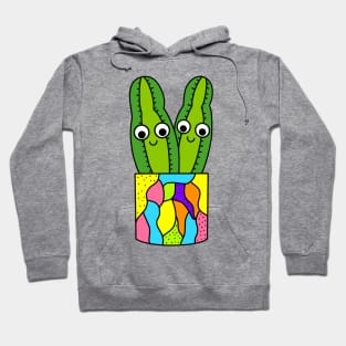 Cute Cactus Design #229: Cute Cacti In Colorful Abstract Pot Hoodie